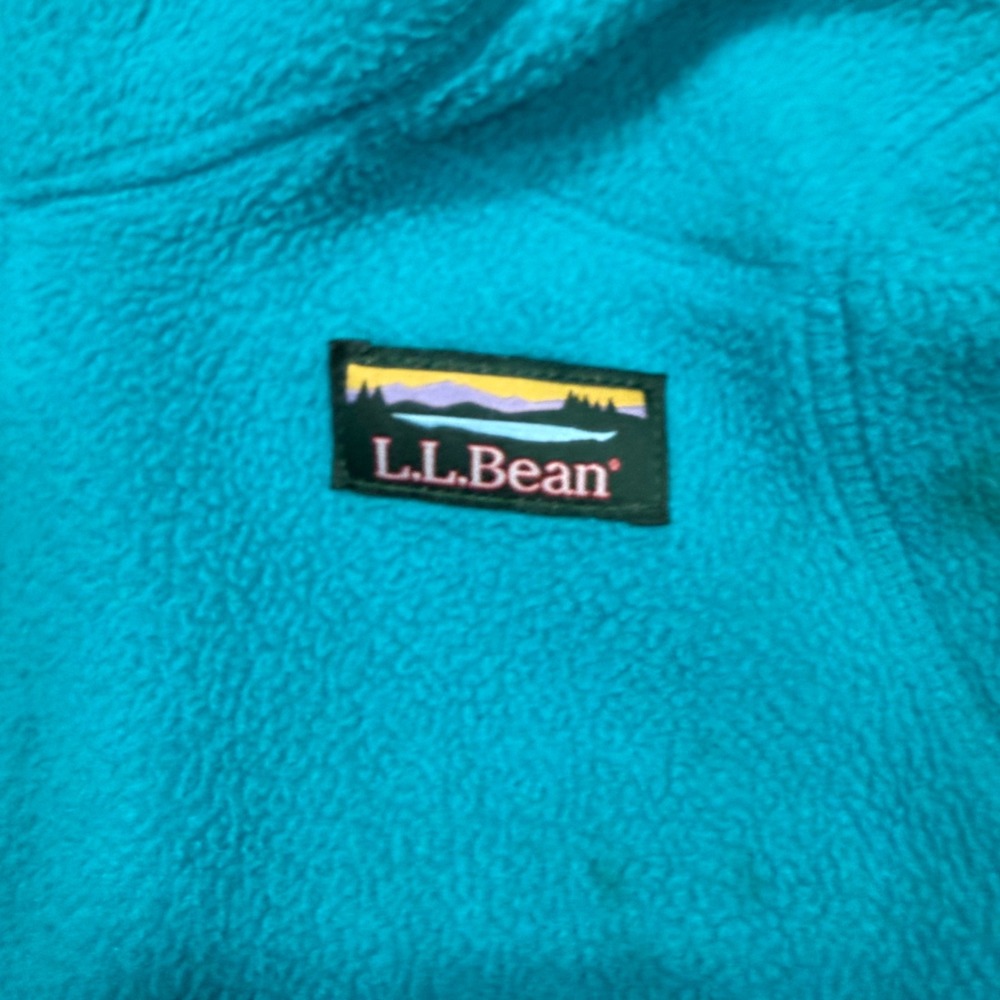 LL Bean Boy Fleece Jacket Full Zip Blue Turquoise Mountain Logo 505069 Size S 8 - Picture 3 of 7